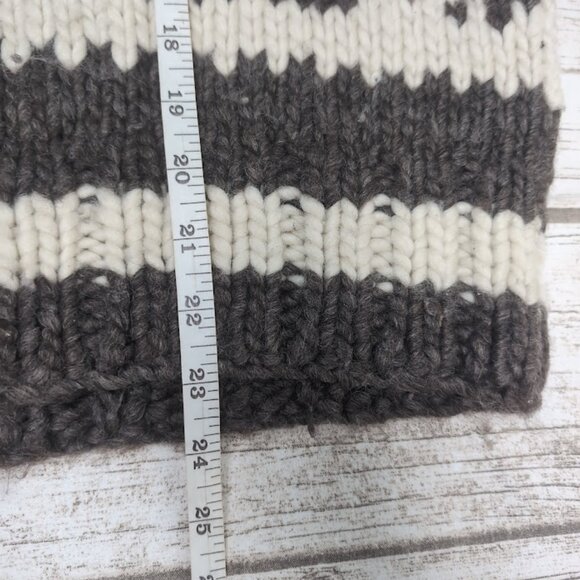 VTG Cowichan Hand Knit Wool Shawl Pullover Sweater Chunky Brown 70s/80s - Picture 3 of 4